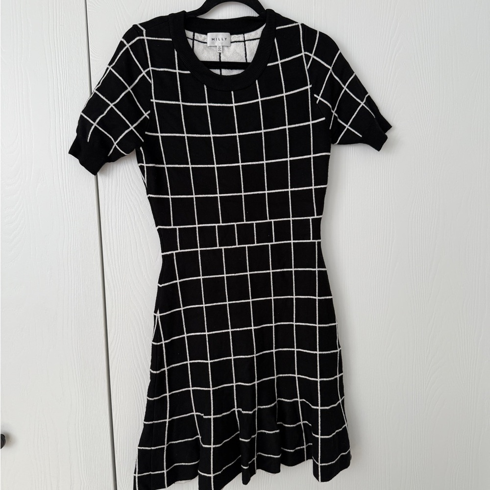 Milly Black and White Checkered Mini Dress size medium